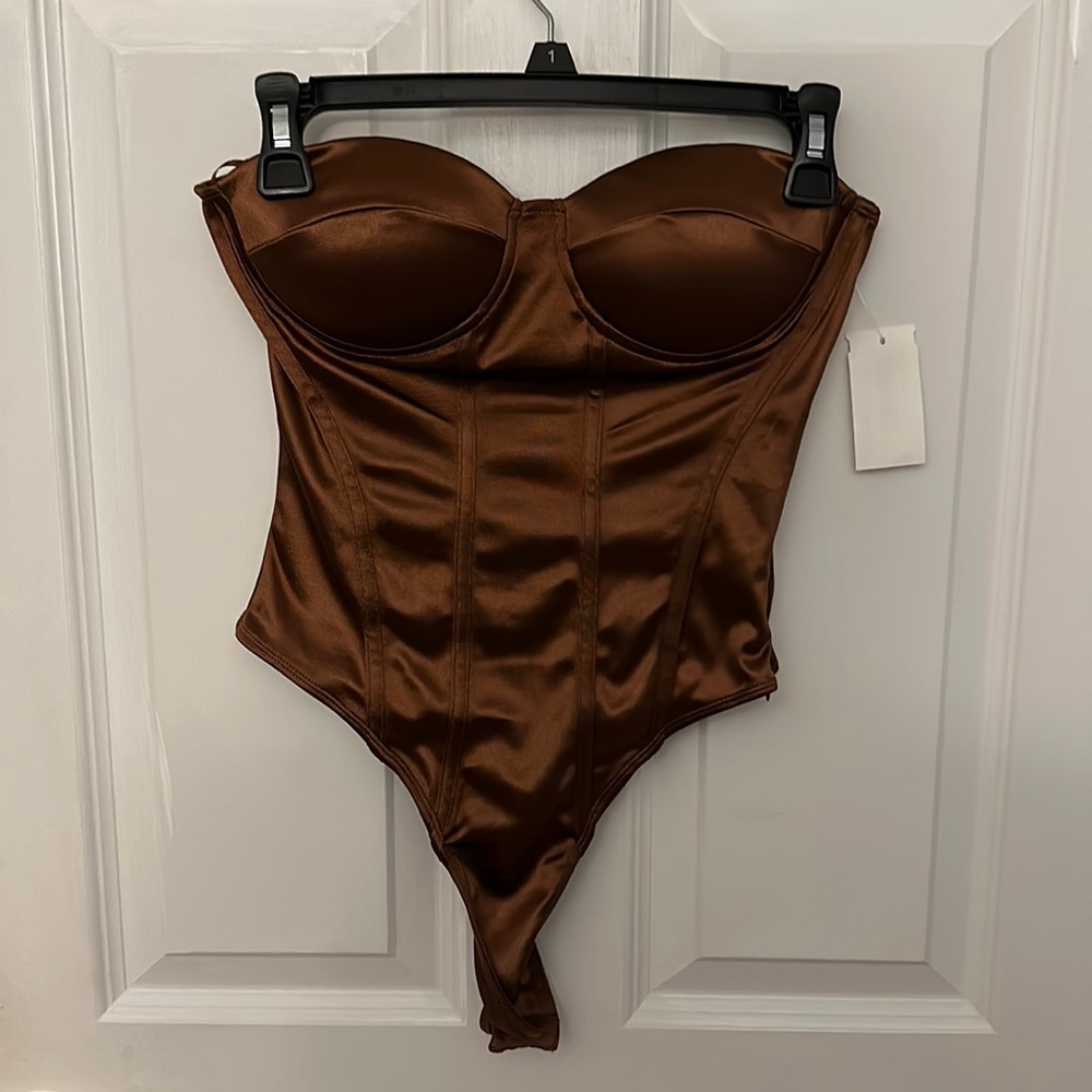 Brown Satin Bodysuit